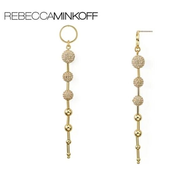 Rebecca Minkoff Gold Plated Swarovski Crystal Pave Drop Earrings - Picture 1 of 7